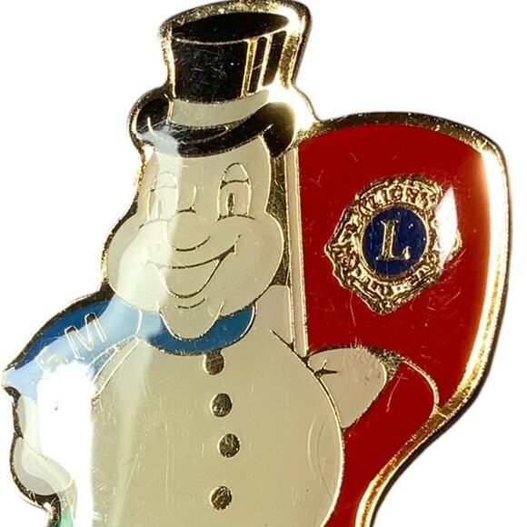 Vintage Lions Club Int. Snowman Pin, Manitoba N.W. Ontario Minnesota, 5M - Picture 2 of 4